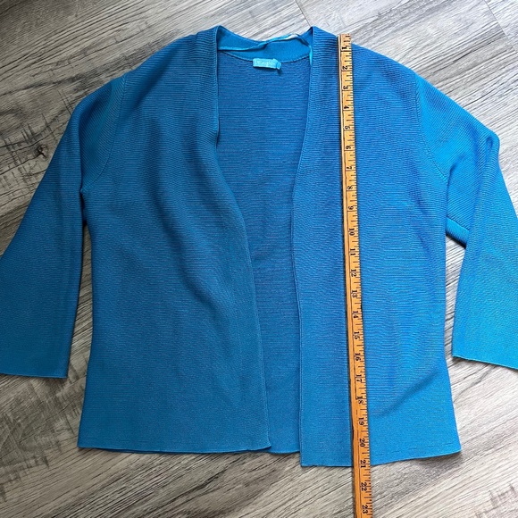 J. Mclaughlin Cropped Open Front Ribbed Cardigan - Blue size small - Picture 4 of 8